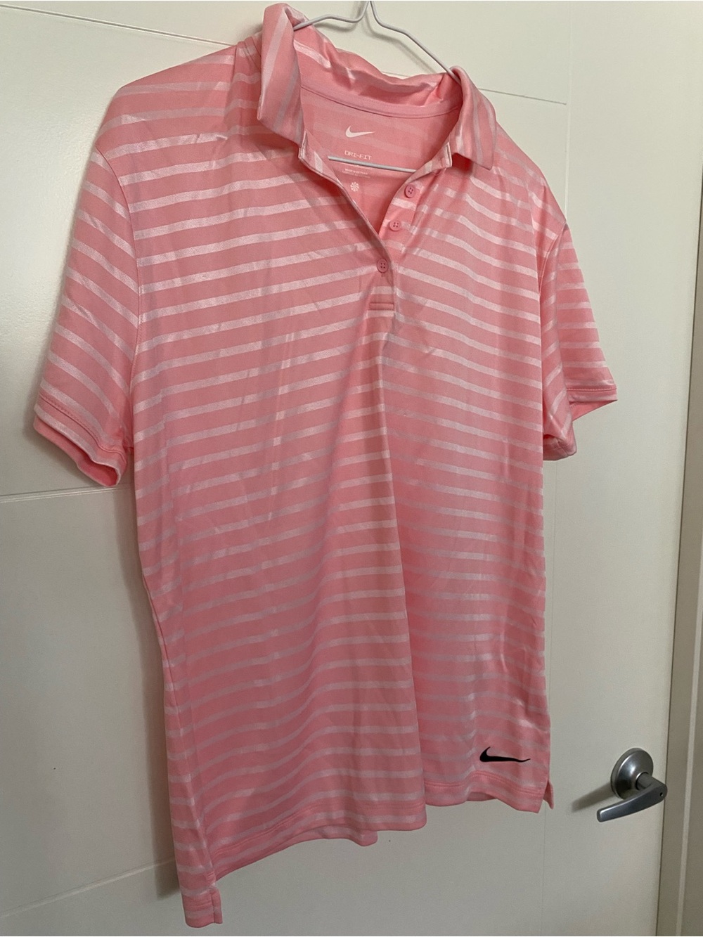 Nike Women’s Pink Striped Dri-FIT Golf Polo